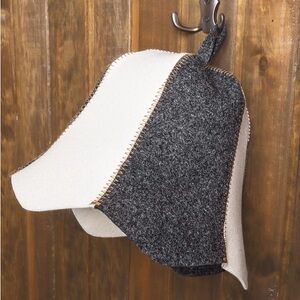 Ukrainian Wool Gray and White Wool Hat for Sauna